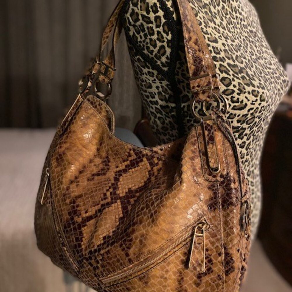 Michael Kors Python Embossed Leather Shoulder Bag - image 1